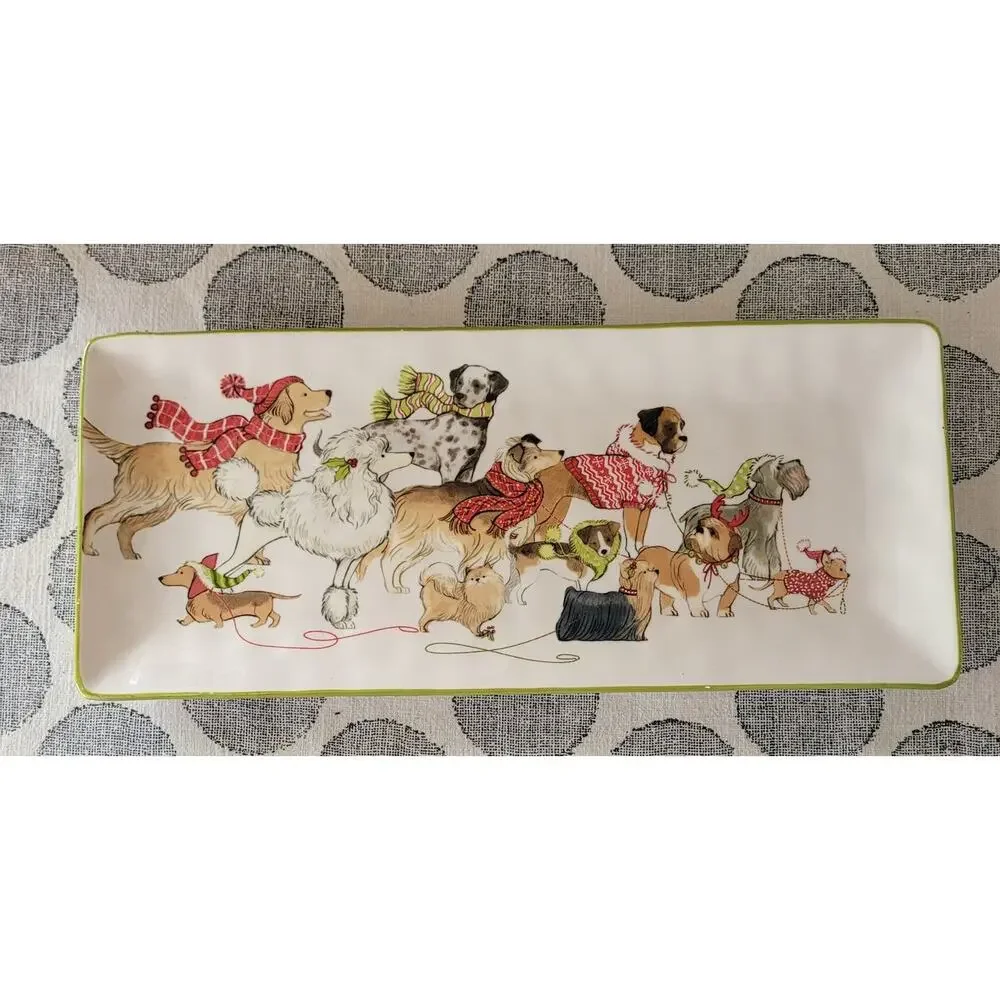 Park Avenue Puppies Christmas Rectangular Platter by Pier One